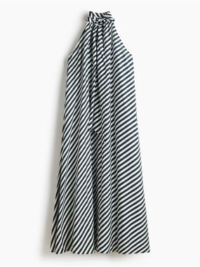 Navy & White Striped Halter Maxi Dress - Women